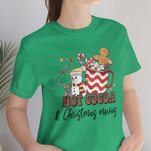 Heißes Kakao-T-Shirt, Heißer Kakao & Weihnachtsfilme-T-Shirt, Weihnachts-T-Shirt, Schneemann-T-Shirt,