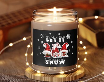 Let it Snow Gnome Candle, Christmas Candle, Gnome Christmas Candle, Let it Snow Candle, Holiday Candle, Gift Idea, Home Decor, 9oz