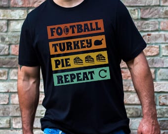 Voetbal, Turkije, taart, herhaalt-shirt, Thanksgiving-shirt, T-shirt voetballiefhebber, Turkije Bowl-t-shirt, grappig Thanksgiving-T-shirtcadeau voor hem of haar