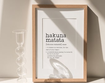 hakuna matata/ Digital Art Printable/ Word Definition Poster Print - Urban Dictionary - Word Meaning - Funny Gift/home decoration