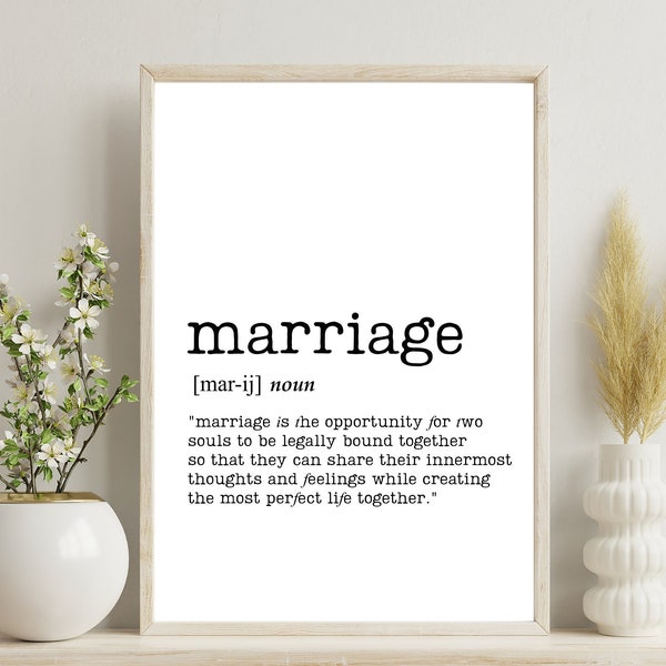 MARRIAGE Word Definition Poster Print - Urban Dictionary - Word Meaning - Funny Gift/home decor - Typographic Posters - Wall Decor Prints