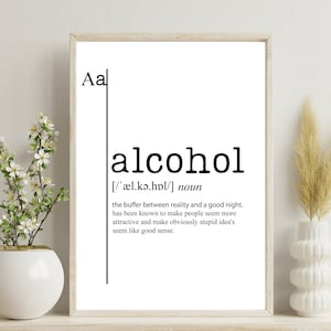 ALCOHOL Word Definition Poster Print - Urban Dictionary - Word Meaning - Funny Gift / / Home decor, Typographic Posters - Wall Decor Prints