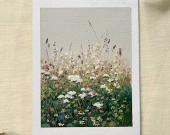 In a Rainy Day-original Gouache Painting-rain Painting