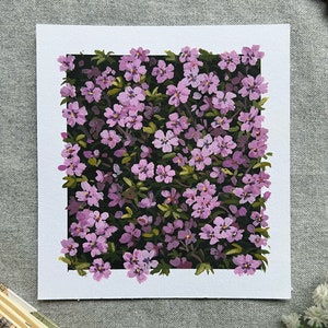 Garden phlox -original gouache painting-Floral gouache painting-purple flower painting-flower illustration-nature painting-gouache flower