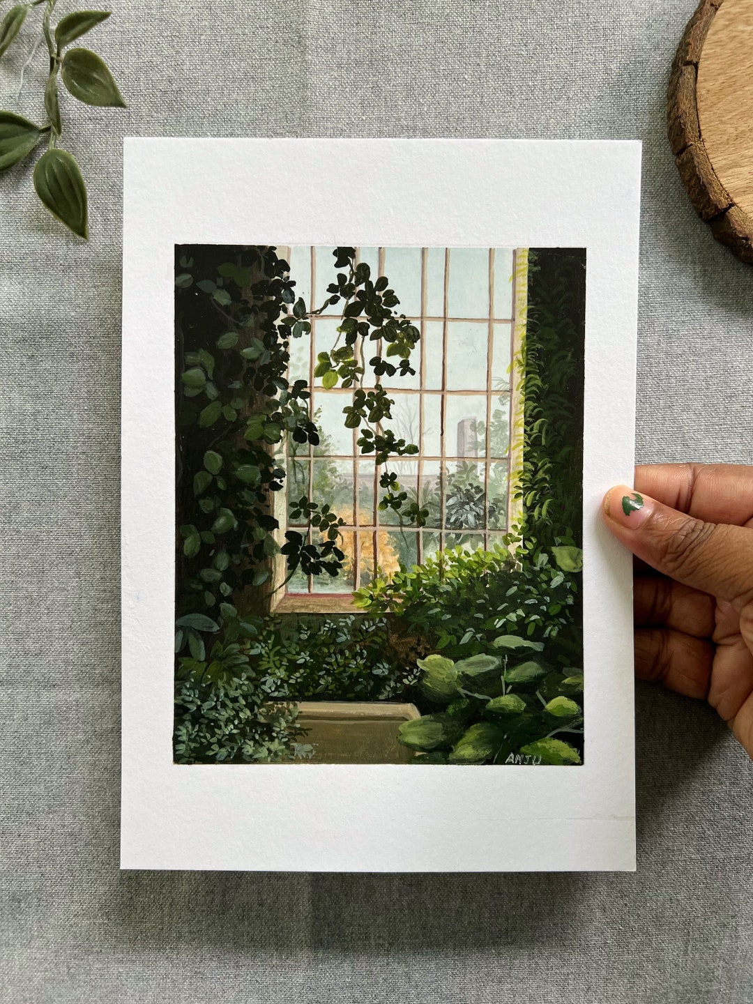 Misty Greens 1 original Gouache Paintinggouache Paintinggouache