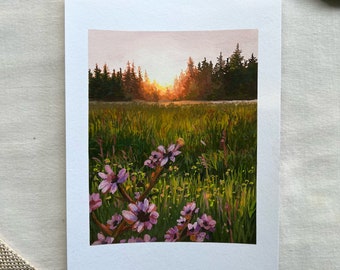 Sunlight 1 -gouache paintings - original gouache painting -gouache illustration-gouache-nature art-original painting-landscape painting