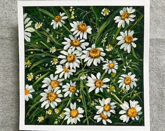 Daisy 4-original gouache painting-gouache painting-Daisy painting-Daisy art-cute painting-Daisy illustration-wild flower painting-artwork