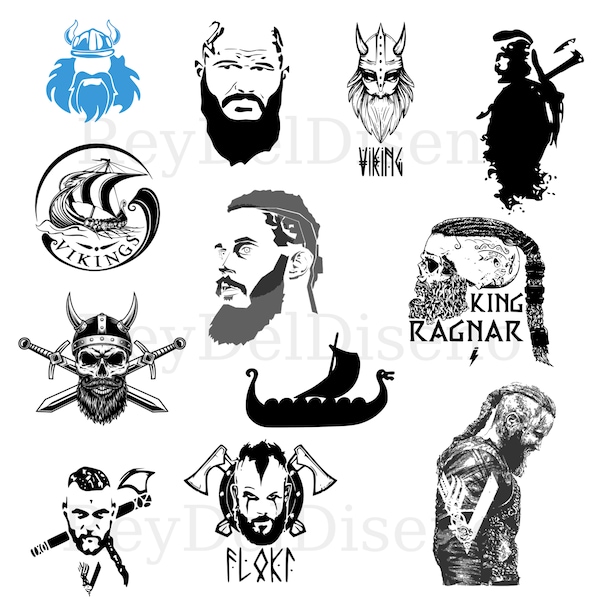 Viking 12 Images, Ragnar Lothbrok Bundle Collection SVG PNG EPS Dfx - File For Cricut, Silhouette, Cut Files, Vector, Digital File