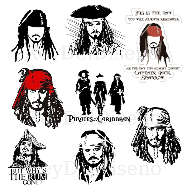 Jack Sparrow SVG Bundle - Captain Jack Sparrow - Pirates of the Caribbean - Svg File For Cricut - Digital Download - Svg Eps Dxf Pdf Png!