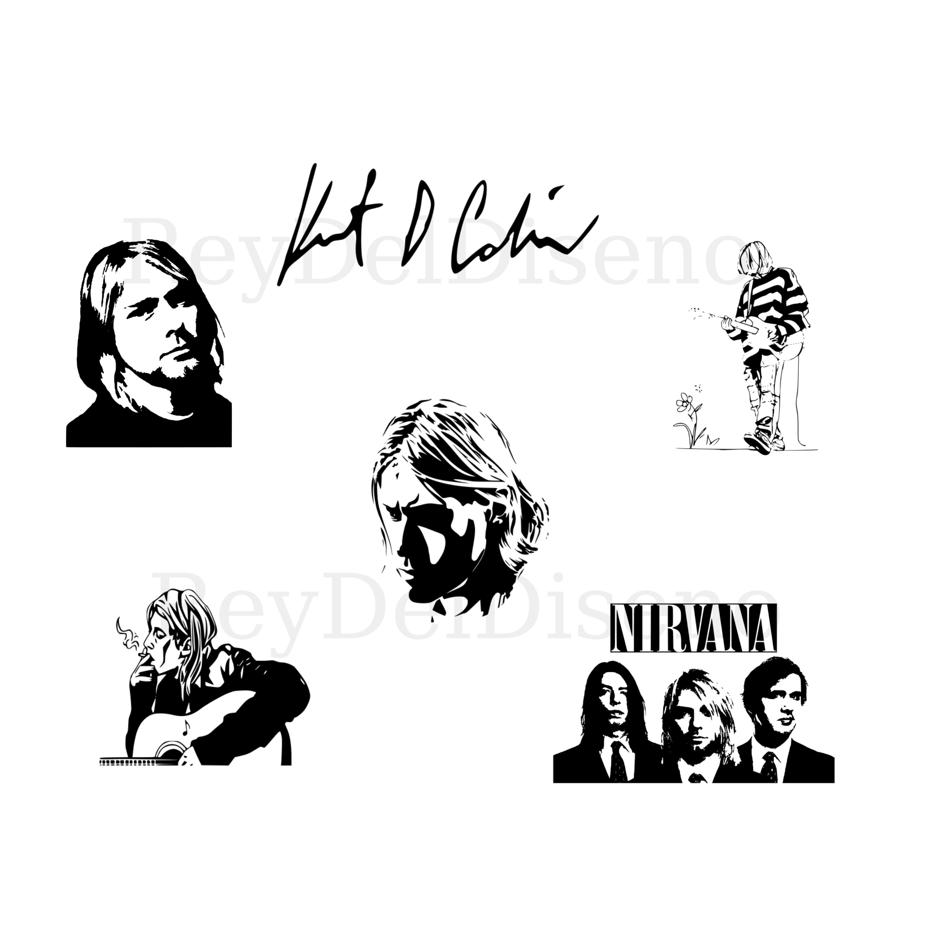 Silhouet Van Kurt Cobain Cobain Svg Nirvana Rock Band Clipart