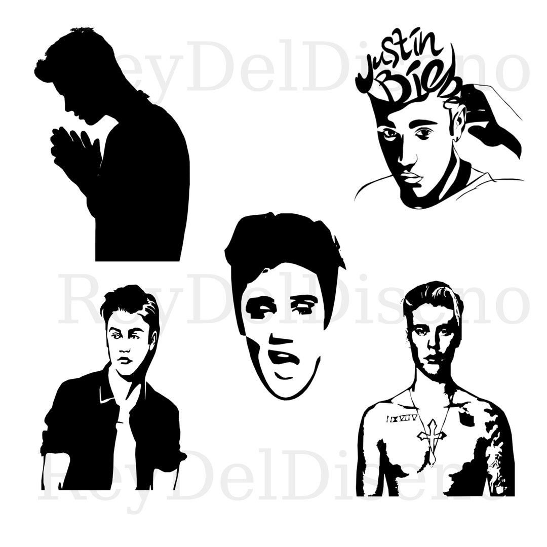 BUNDLE Justin Beber Svg, Png, Jpg, Ai Stencil Silhouette Digital