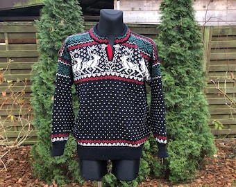 Dale of Norway (M/L)  original thick Norwegian sweater / Christmas / Scandinavian sweater / pure wool / hand knitting  / knitwear / Vintage
