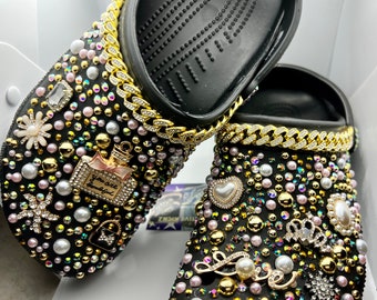 Blinged adult crocs with charms