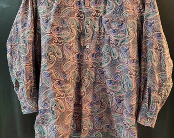 Vintage 100% Silk Men's Bel Homme LS Shirt, Size M