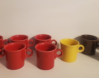 Fiesta HLC Circle Handle Cups, Mugs 'Tom & Jerry' Style