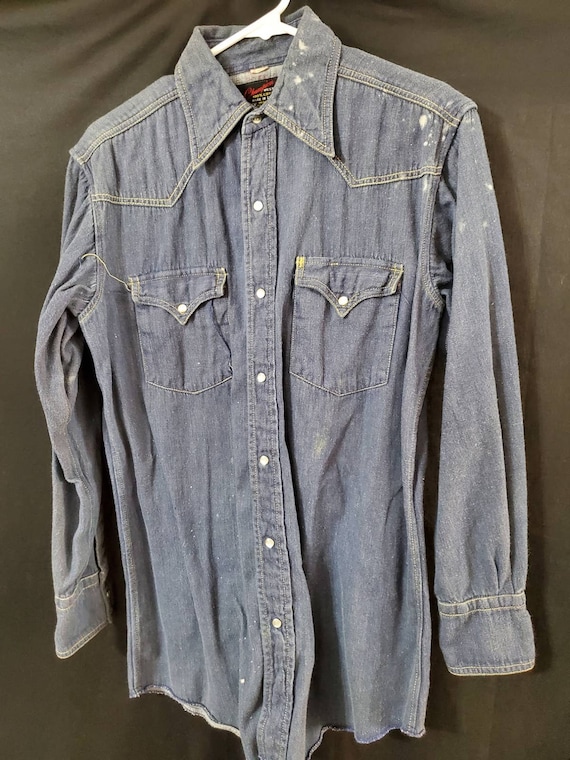 1960s-70s Denim Champion Western Shirt, Small (15-