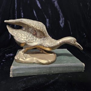 Vintage Solid Brass Water Bird, Large