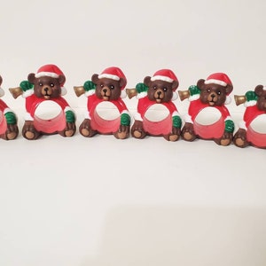 Vintage Reeds Christmas Bear Napkin Rings, Set of 6