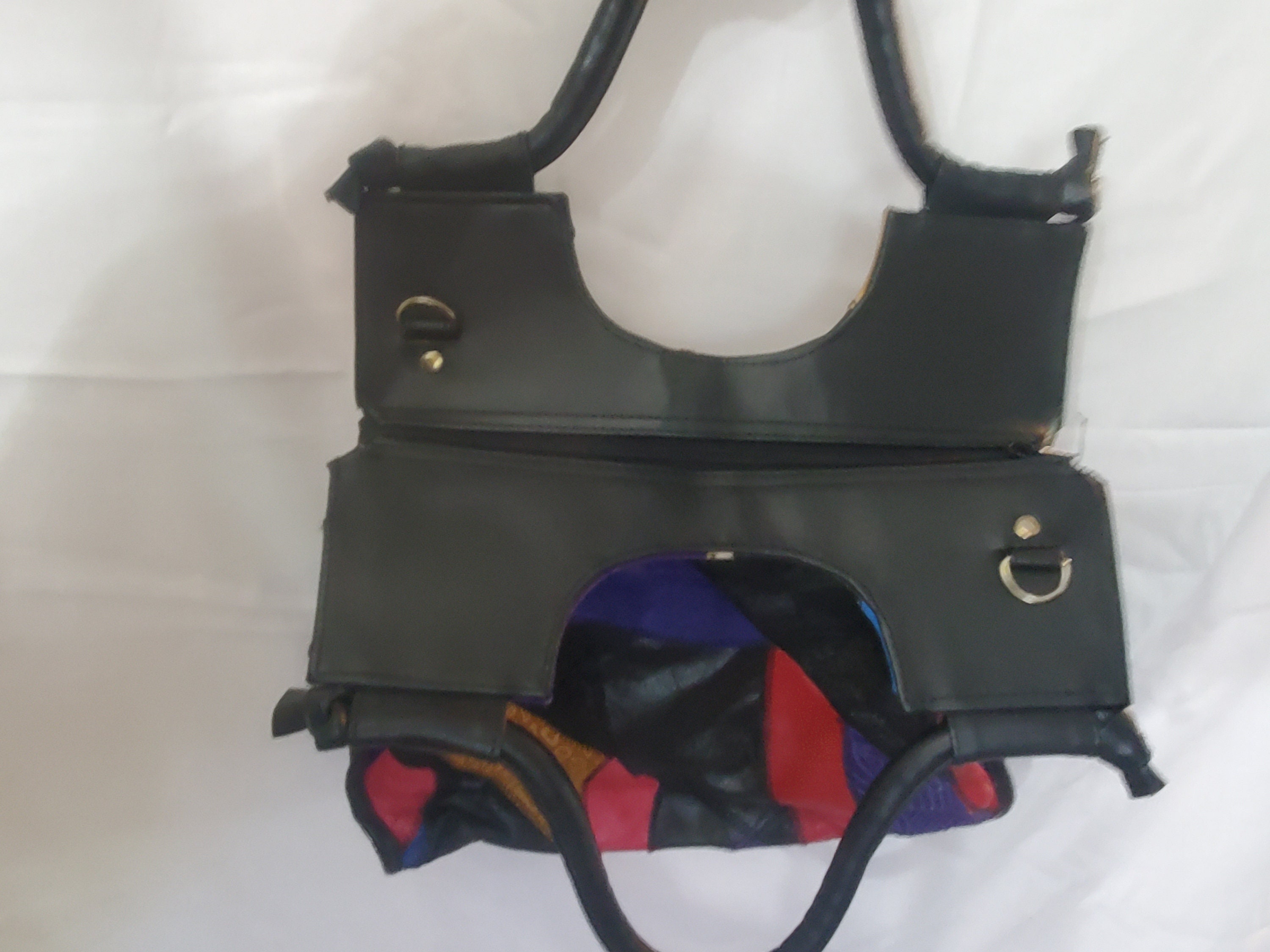 archive Leather patchwork design bag y2k - バッグ