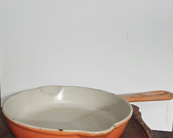 VERY Old Vintage 'Flame' Orange Le Creuset Small Fry Pan