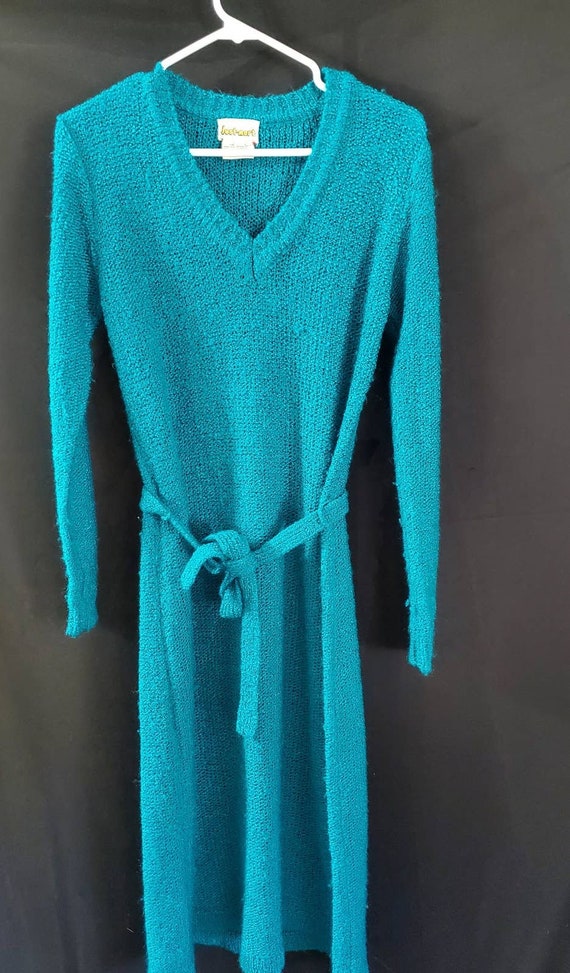 1970s/80s Teal Sweater Dress by Just-Mort, Medium