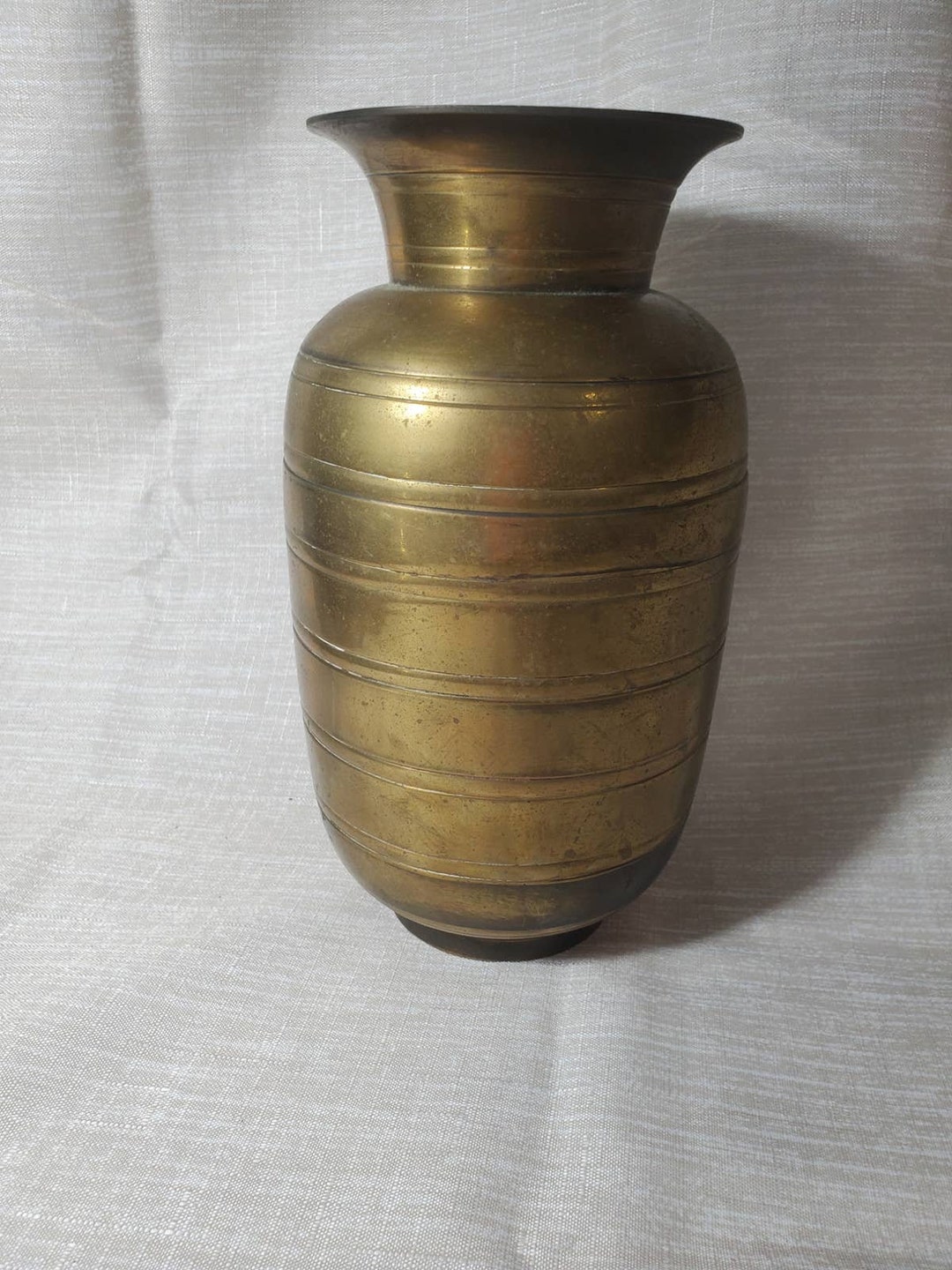 Vintage Heavy Brass Vase With Copper Bands by Abdullah Etsy
