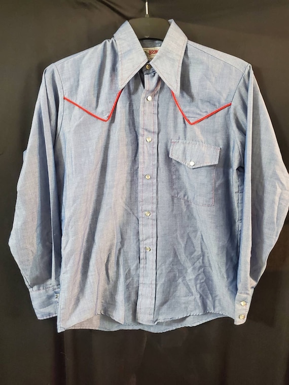1960s Western Pearl Snap Men's Shirt, Size M - image 1