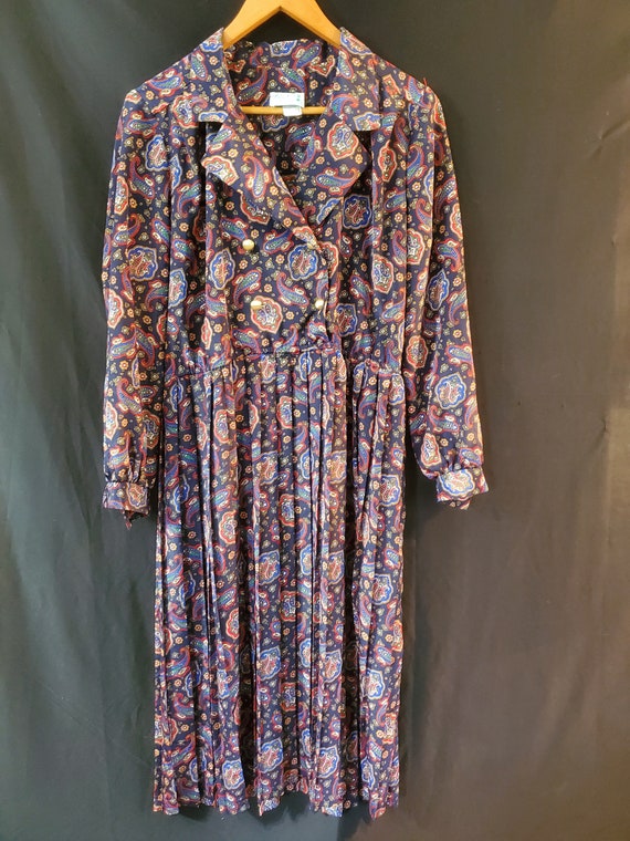 1980s/90s Paisley Print Size 8 Dress, Lady Carol P
