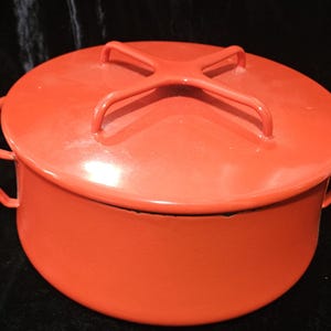Dansk Designs France Enamelware, Kobenstyle, Red Lidded Pot / Dutch Oven