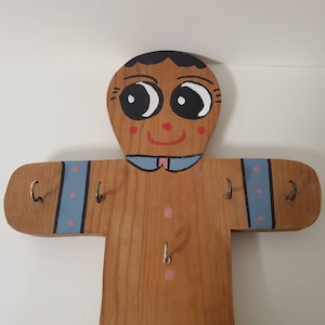 Gingerbread Man Wooden Key Rack, Vintage and Handmade