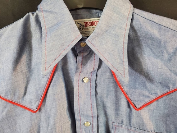 1960s Western Pearl Snap Men's Shirt, Size M - image 2