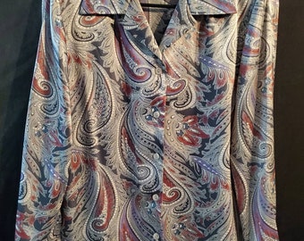 Vintage Leslie Fay Paisley Shirt, Size 8