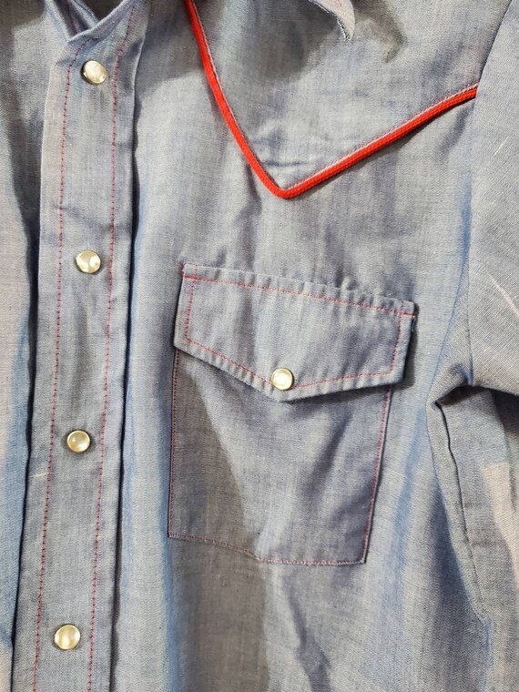 1960s Western Pearl Snap Men's Shirt, Size M - image 4