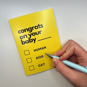 Check-the-Box bébé | Félicitations bébé carte | Carte de vœux écologique faite à la main | Carte de voeux drôle mignonne | Boutique Ecrire sur