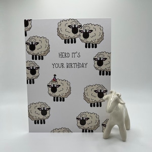Troupeau C'est ton anniversaire | Carte d'anniversaire | Carte de vœux écologique faite à la main | Carte de vœux mignonne et drôle de Punny | Boutique Écrire sur