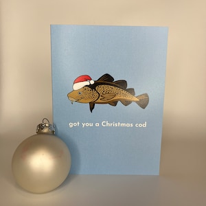 Morue de Noël | Carte de Noël | Carte de vacances | Carte de vœux écologique faite à la main | Carte de vœux Punny | Boutique Écrire sur