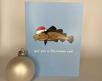 Christmas Cod | Christmas Card | Holiday Card | Handmade Eco Friendly Greeting Card | Punny Greeting Card | Shop Write On