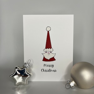 Gnome Père Noël | Carte de Noël | Carte de vacances | Carte de vœux écologique faite à la main | Carte de vœux mignonne | Boutique Écrire sur