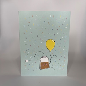 C'est l'heure de prendre le thé | carte d'anniversaire | Carte de voeux écologique faite main | Carte de voeux drôle mignonne de petit garçon | Boutique Écrire sur