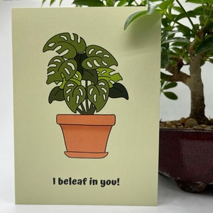 Beleaf In You | de voeux | Pensées d'encouragement Bonne chance | Carte de voeux écologique faite main | carte de voeux douce | Écrire dessus
