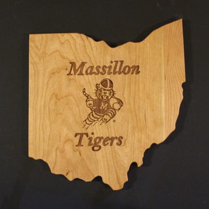Massillon Tiger Football, Ohio Solid Cherry Wall Hanging