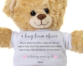Memory Bear, Custom Mema Teddy Bear, Memorial Gift for Loss of Mema Grandma, Sympathy Gift Loss of Mema Grandmother, Memorial Bear for kids