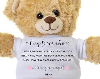 Memory Bear, Custom Mema Teddy Bear, Memorial Gift for Loss of