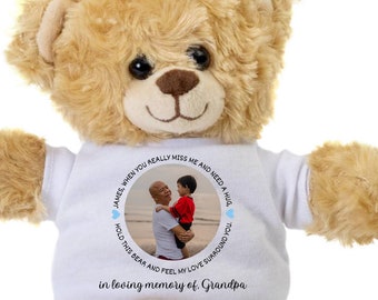 Loss of Grandparent, Memory Bear with Picture, Loss of Grandpa Bear, Loss of loved One, Sympathy Gift Loss of Grandfather, Condolence Gift