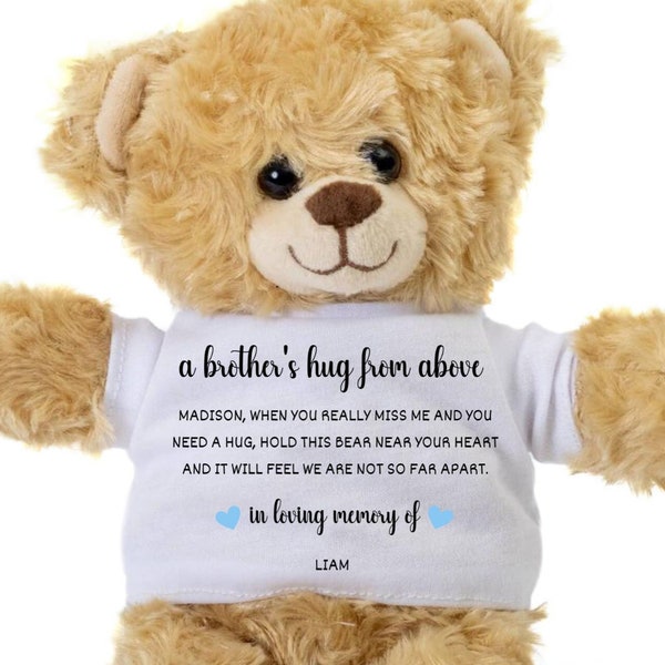 Loss of Brother, Memory Bear, Custom Teddy Bear, Condolence Gift, Loss of a Loved One, Remembrance Memorial Gift for Loss of Brother