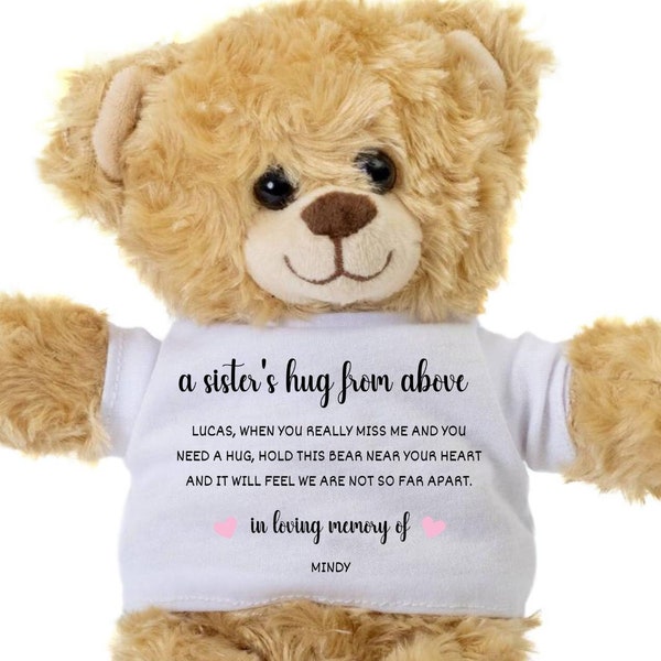 Loss of Sister, Memory Bear, Custom Teddy Bear, Condolence Gift, Loss of Sibling Gift, Memorial Gift for Loss of Sister, Personalized Bear