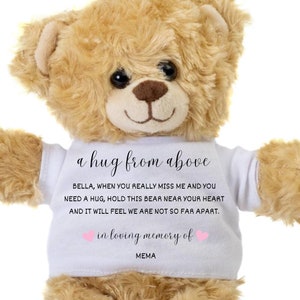 Memory Bear, Custom Mema Teddy Bear, Memorial Gift for Loss of Mema Grandma, Sympathy Gift Loss of Mema Grandmother, Memorial Bear for kids