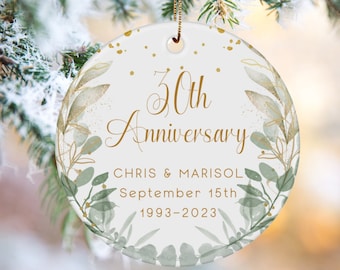 30th Anniversary, 30 Year Anniversary Gifts, 30th Wedding Anniversary Ornament, Double Sided Ornament, Custom Wedding Anniversary Gift