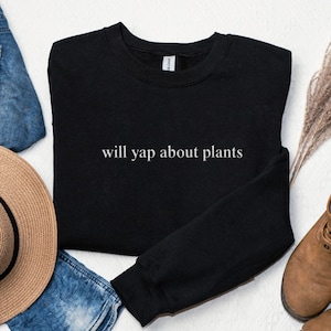 Embroidered Plant Sweatshirt, Plant Lover Gift, Botanical Crewneck, Custom Plant Mom Pullover for Gardeners and Plant Enthusiasts