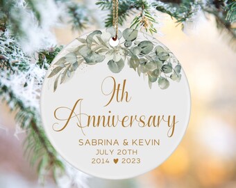 9th Anniversary Gift, 9th Anniversary, Custom Ornament with Picture, 9 Year Anniversary Gift, Personalized Anniversary Ornament